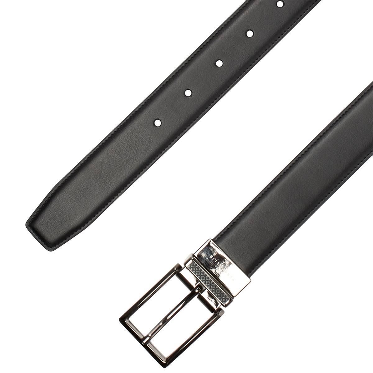 Mens Perry Ellis 32mm Reversible Carbon Fiber Keeper Leather Belt