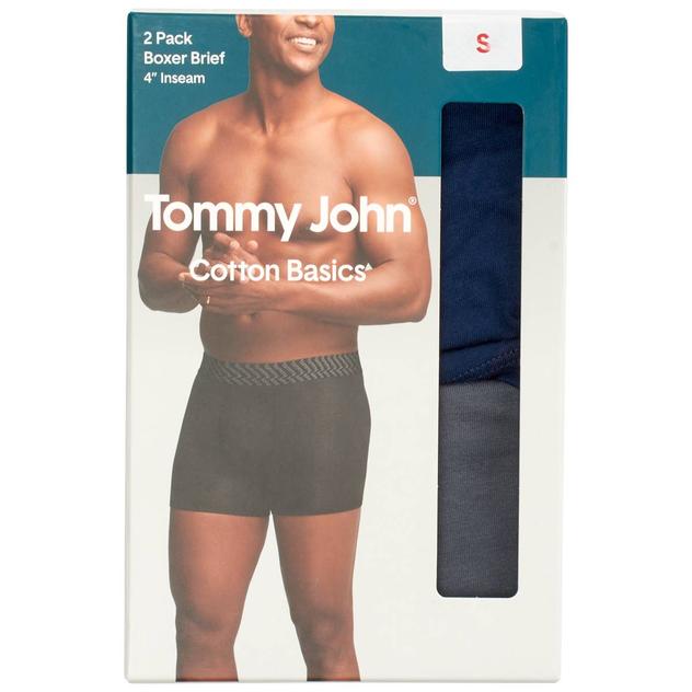 Mens Tommy John® 2pk. Cotton Boxer Briefs - Blue/Grey