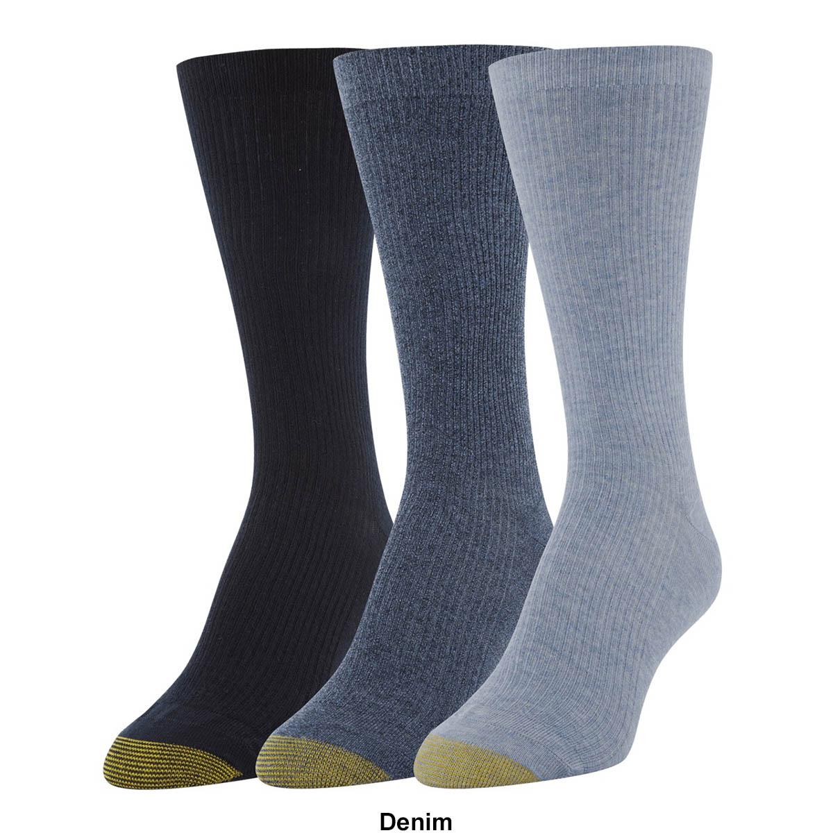 Womens Gold Toe® 3pk. Non-Binding Ribbed Crew Socks