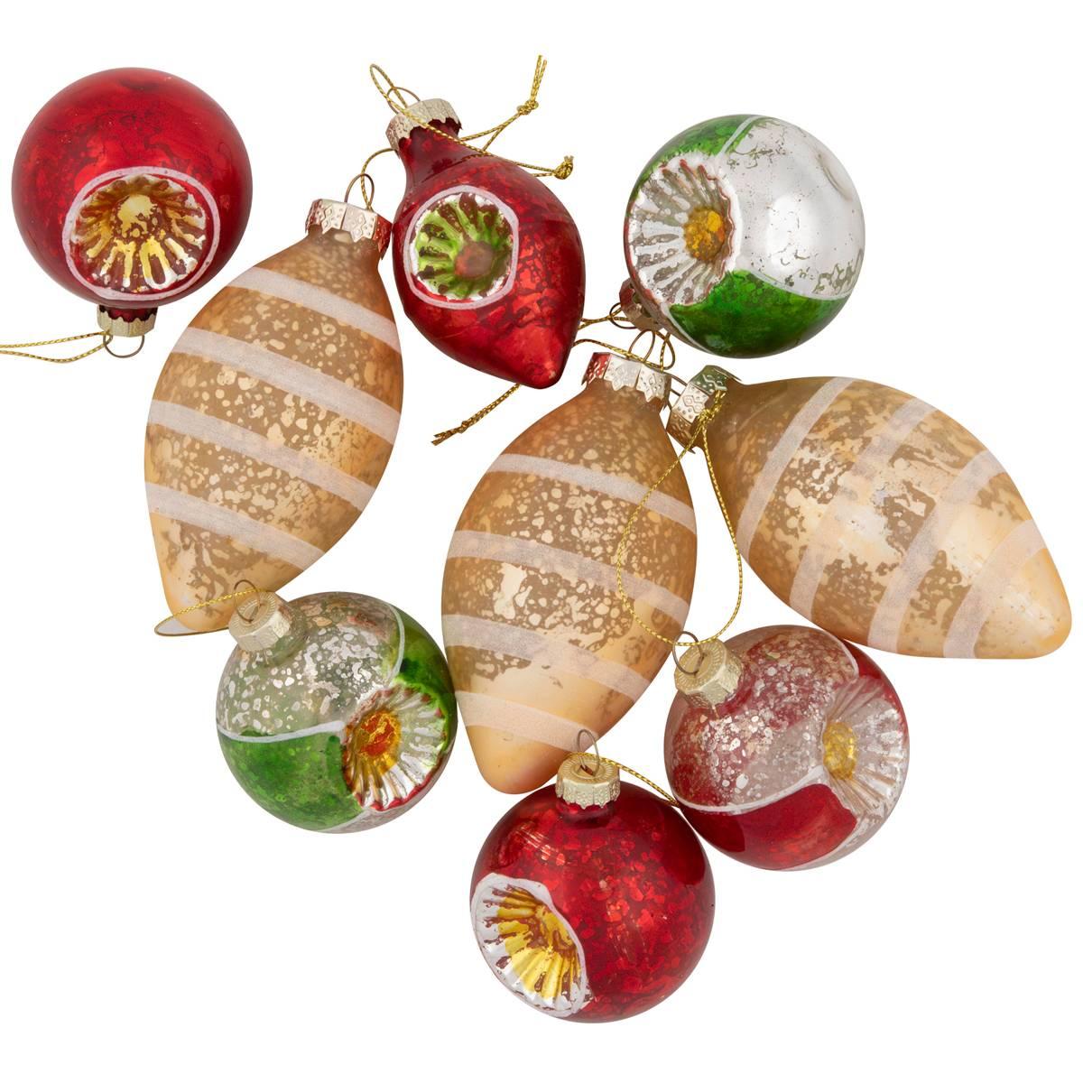 Northlight Seasonal 9ct. Glittered Retro Christmas Ornaments