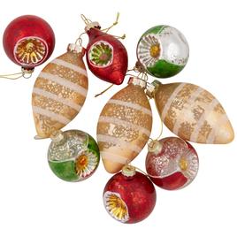 Northlight Seasonal 9ct. Glittered Retro Christmas Ornaments