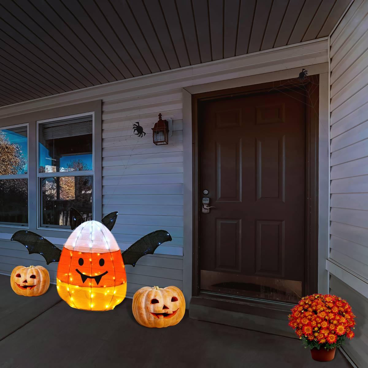 National Tree 27in. Pre-Lit Candy Corn Bat