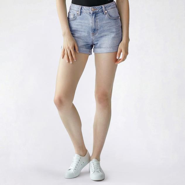 Juniors Celebrity Pink Mid Rise Flip Fray Shorts