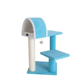 Armarkat 29in. Sky Blue Real Wood Cat Tree w/ Scratcher & Tunnel