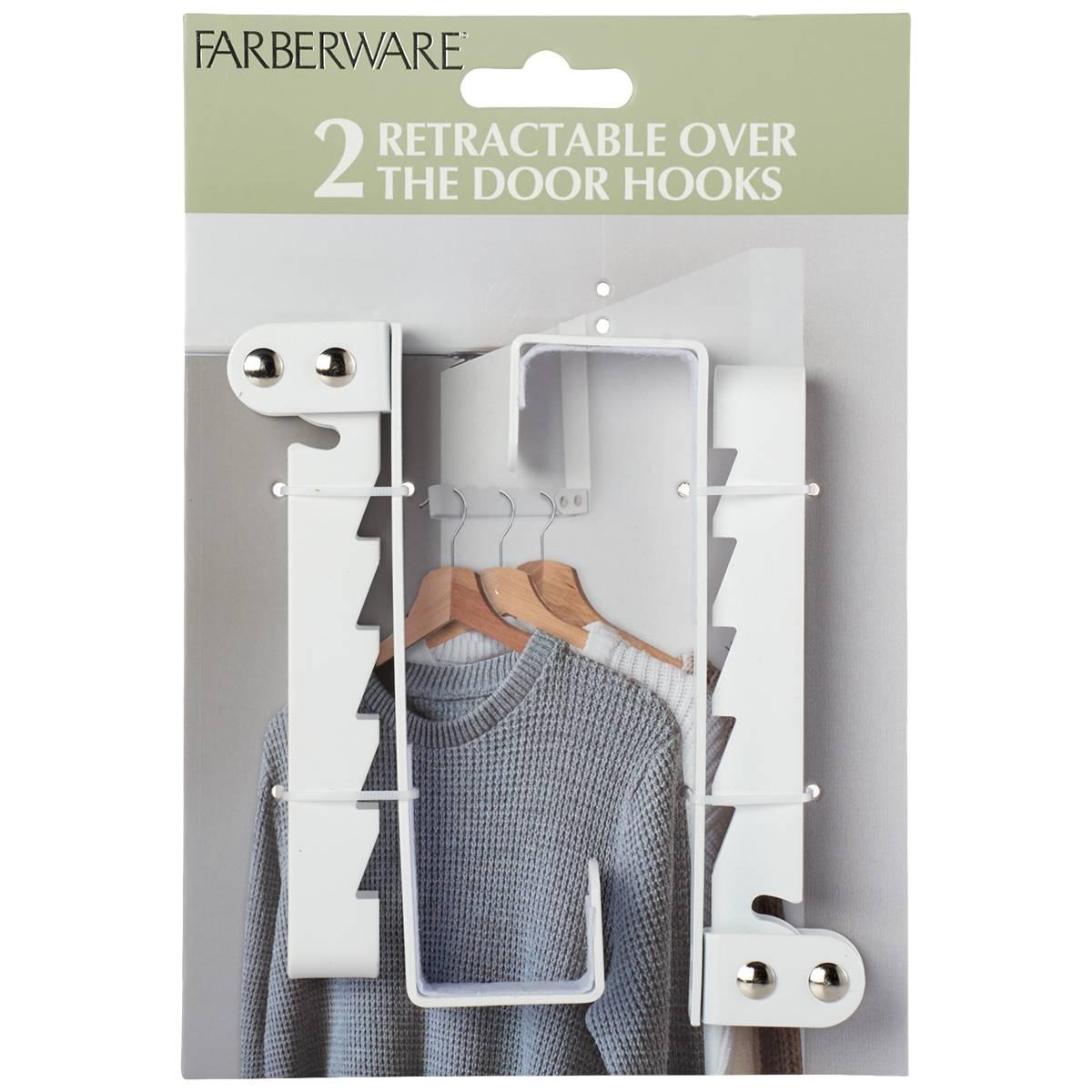 Farberware Set of 2 Retractable Over The Door Hooks