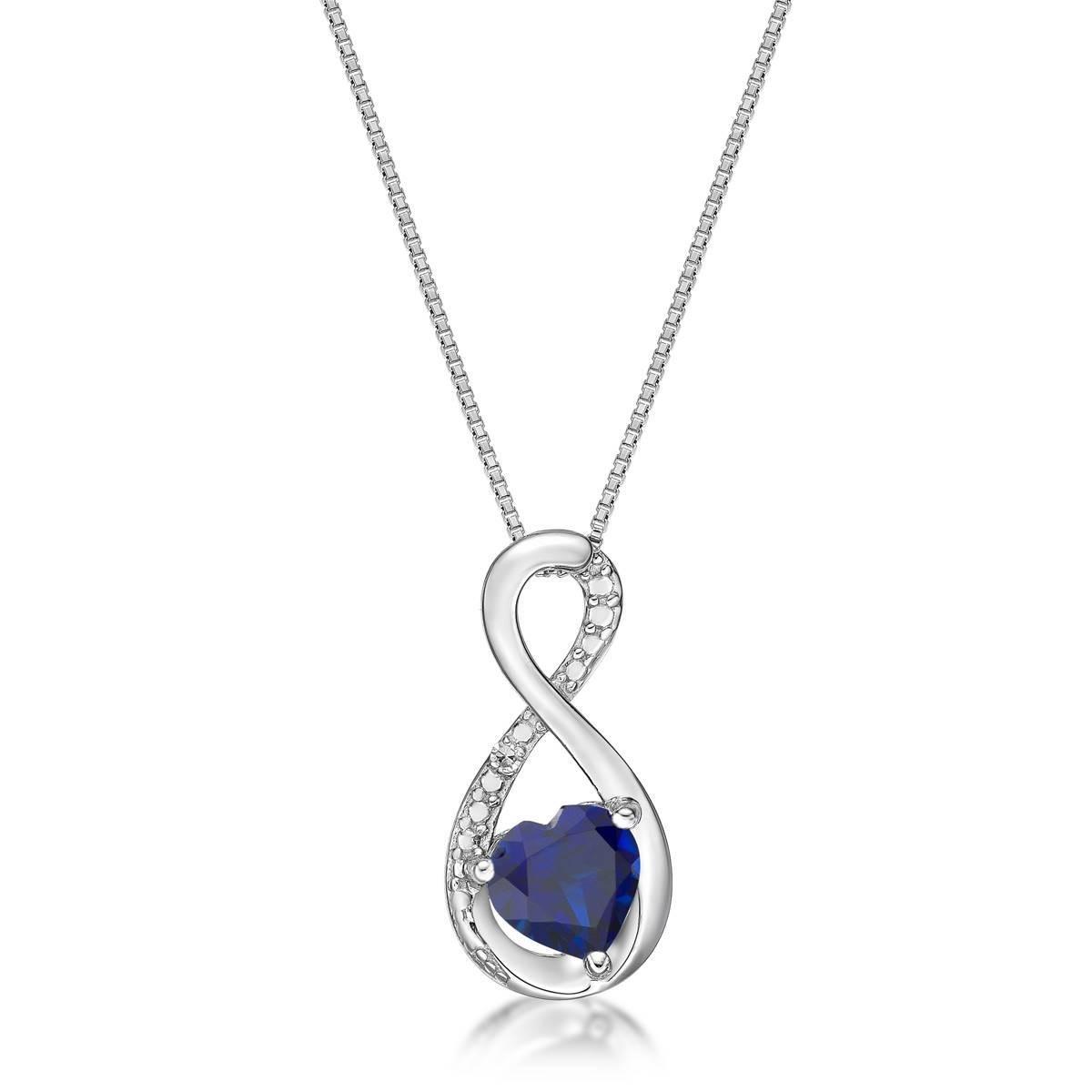 Gemminded Sterling Silver 6mm Heart Created Sapphire Pendant