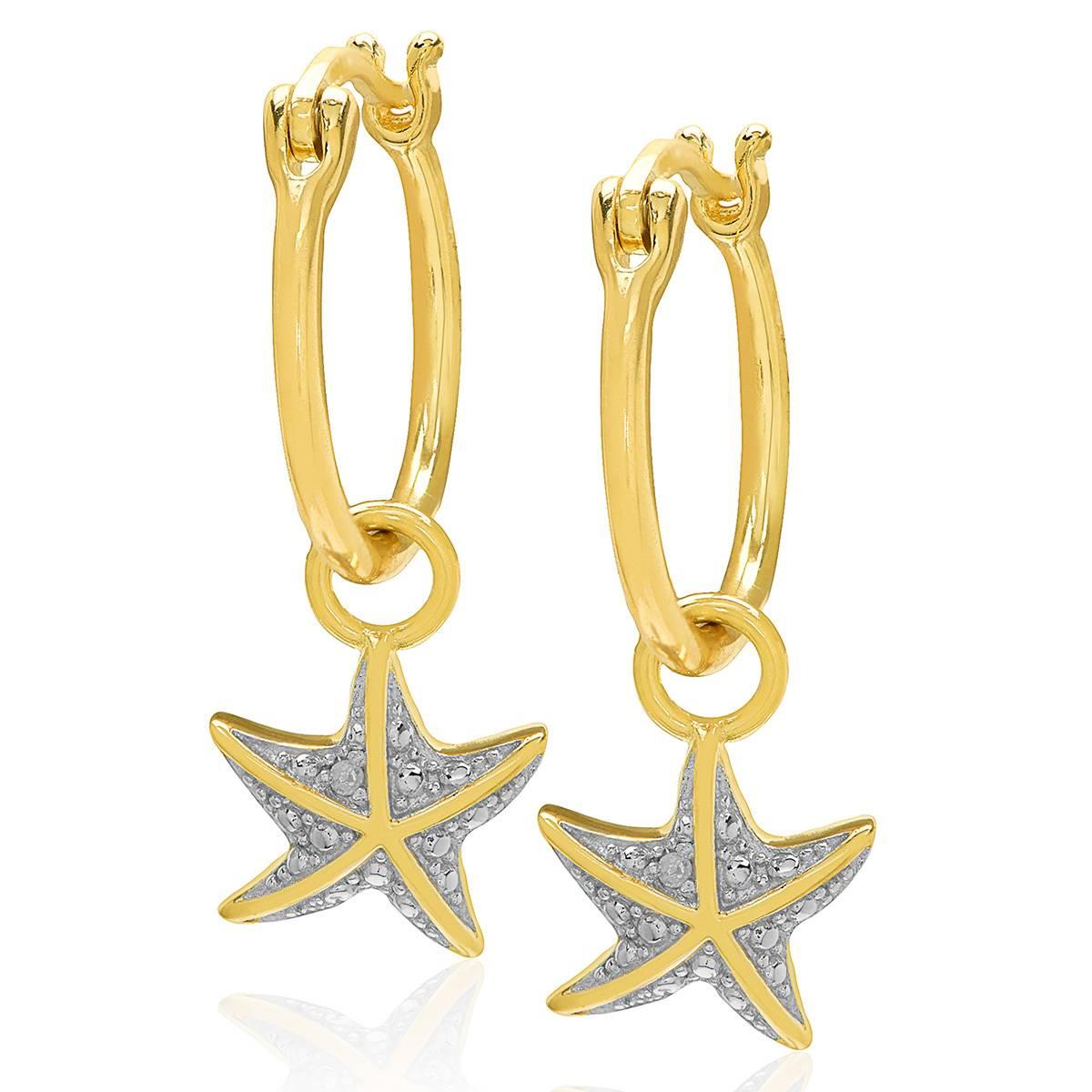Gianni Argento Diamond Accent Starfish Hoop Earrings