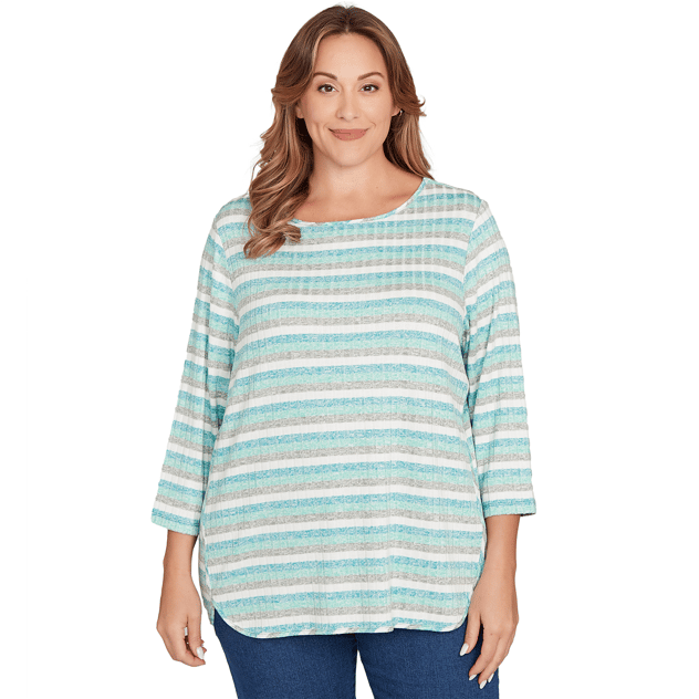 Plus Size Ruby Rd. Must Haves I Boat Neck Stripe Tee