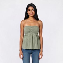 Juniors Derek Heart Button Front Babydoll Tube Top