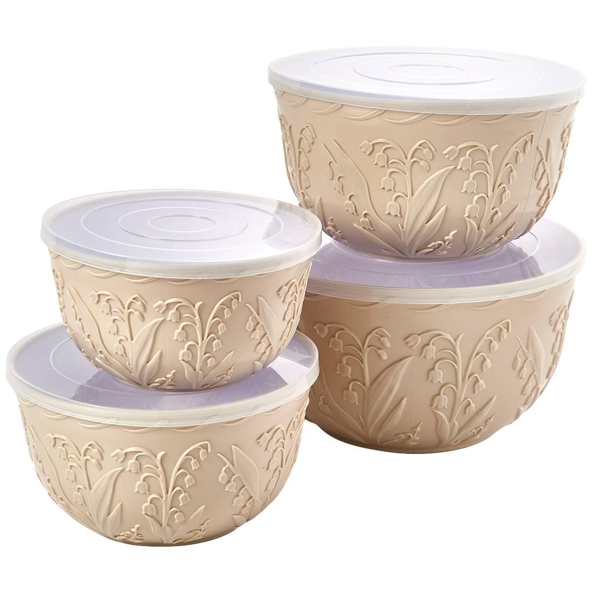 Homestead 4pc. Floral Embossed Bowl Set w/ Lids