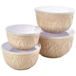 Homestead 4pc. Floral Embossed Bowl Set w/ Lids
