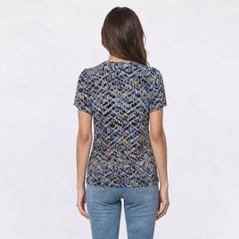 Petite Anne Klein Short Tulip Sleeve Crew Neck Dot Blouse
