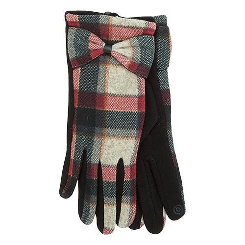 Womens Olivia Parker® Plaid Bow Gloves