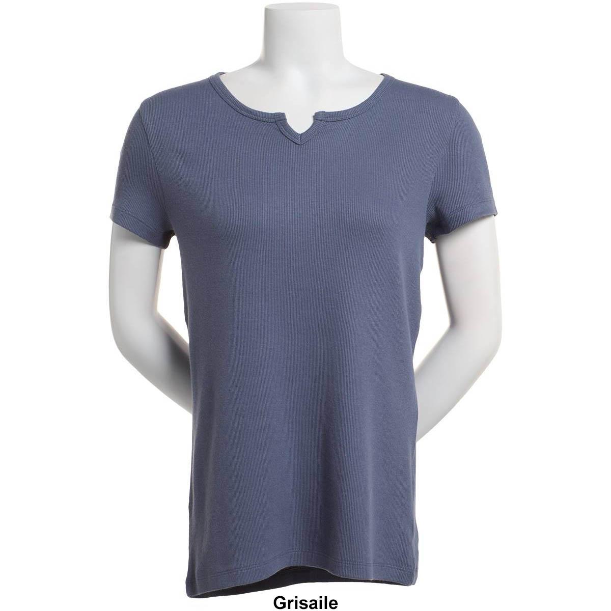 Womens Architect® Short Sleeve 2x2 Rib Split Neck Tee
