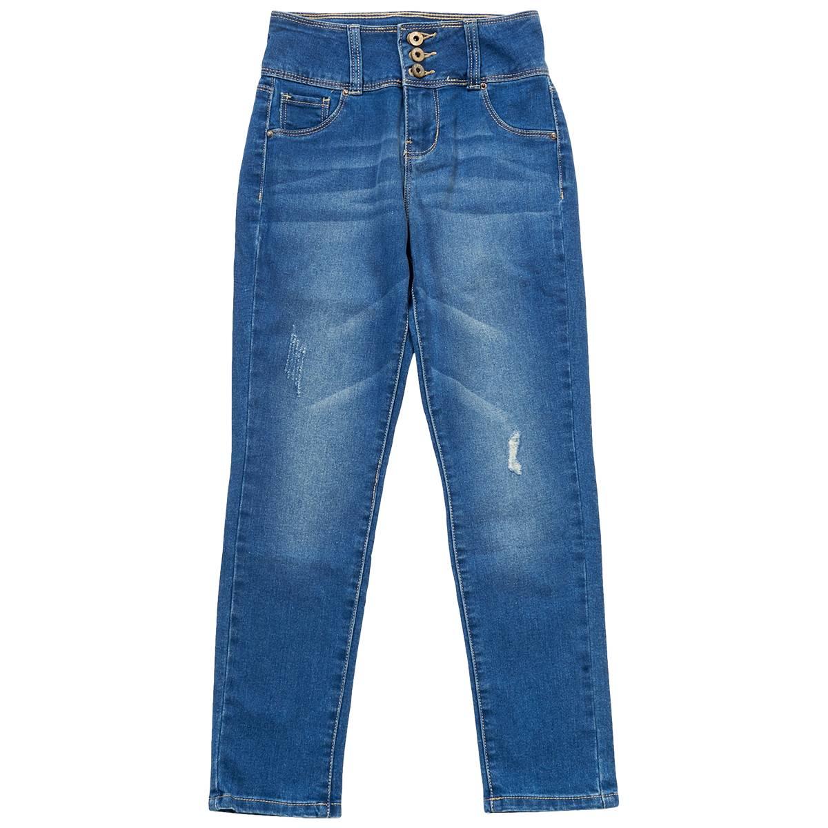 Girls (7-14) YMI(R) High Rise 3-Button Faux Pocket Skinny Jeans