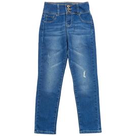 Girls (7-14) YMI(R) High Rise 3-Button Faux Pocket Skinny Jeans