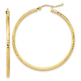 Gold Classics(tm) 10kt. Diamond-cut 41mm Round Tube Hoop Earrings
