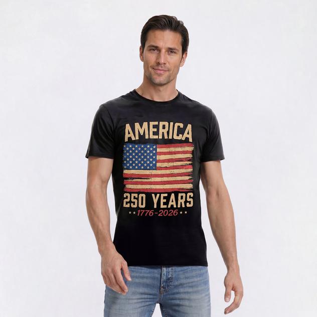 Mens Home of the Brave Tattered Flag Graphic Tee