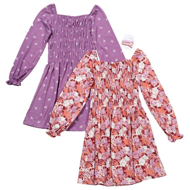 Girls (7-16) BTween® 2pk. Floral/Bows Long Puff Sleeve Dresses