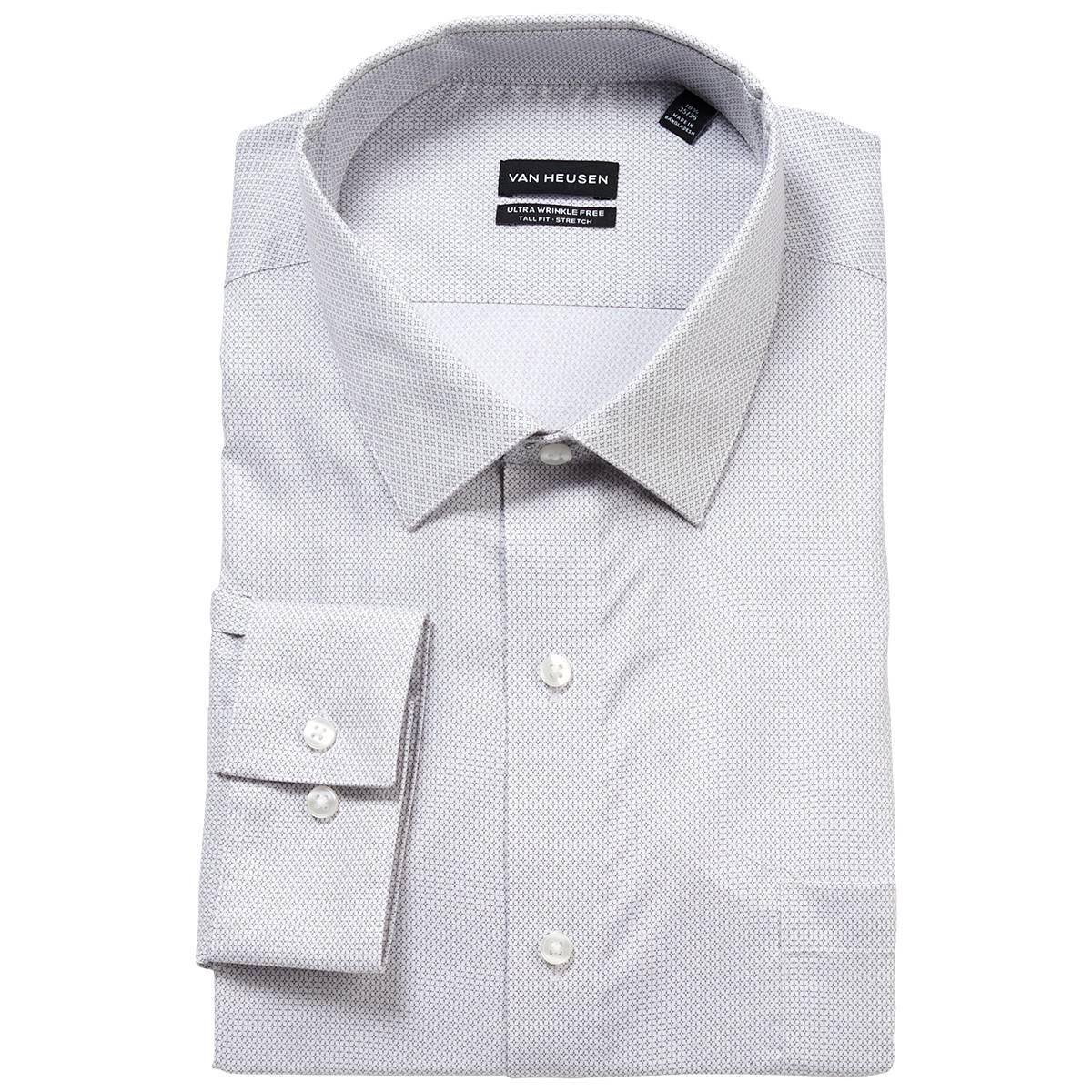 Mens Tall Fit Van Heusen(R) Wrinkle Free Dress Shirt - Pebble