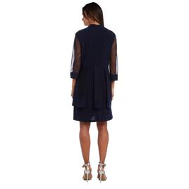 Womens R&M Richards Glitter Jacket Dress with Necklace
