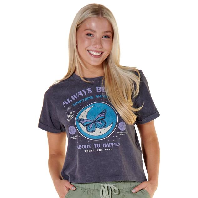 Juniors Attitude Not Included Optic Wash Butterfly Graphic Tee