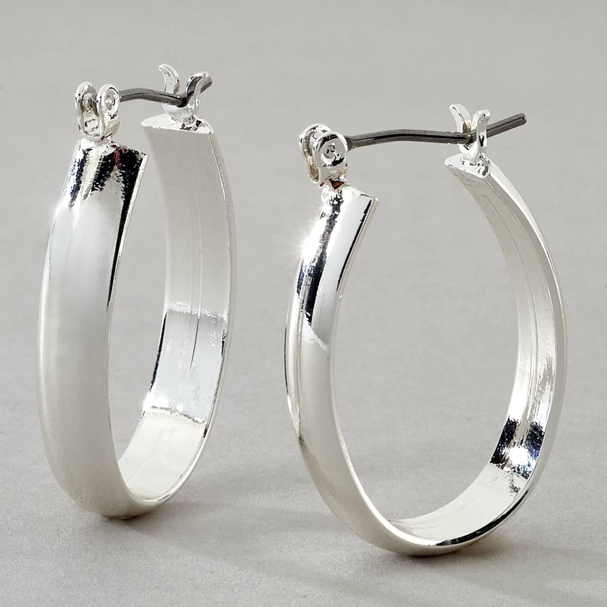 Design Collection Silver U-Shape  Polished Hoop Earrings