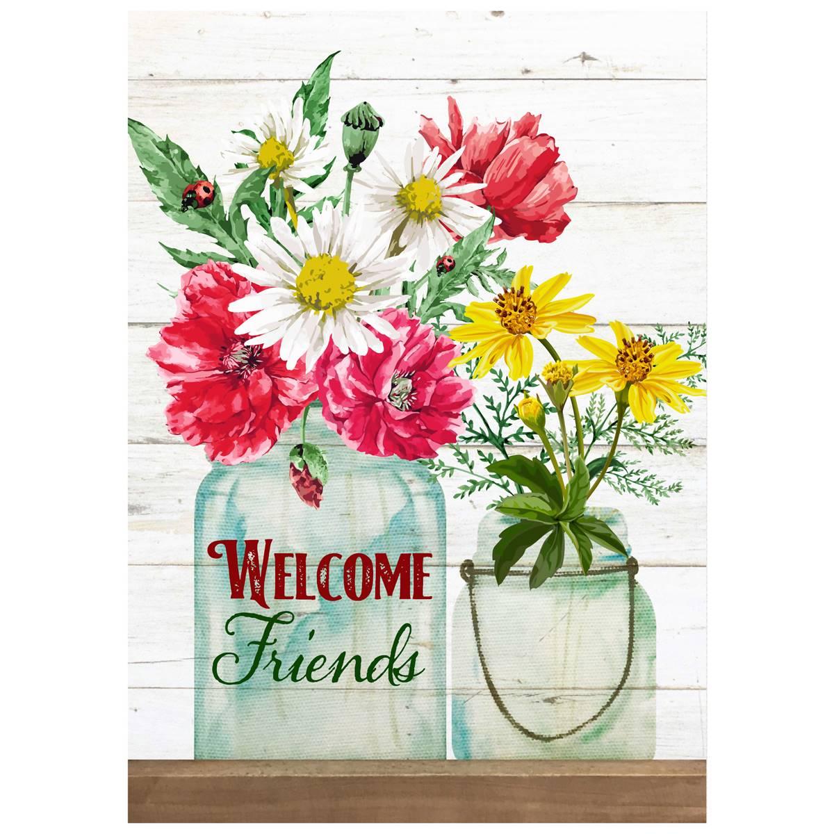 Northlight Seasonal Welcome Friends Spring Bouquet Garden Flag