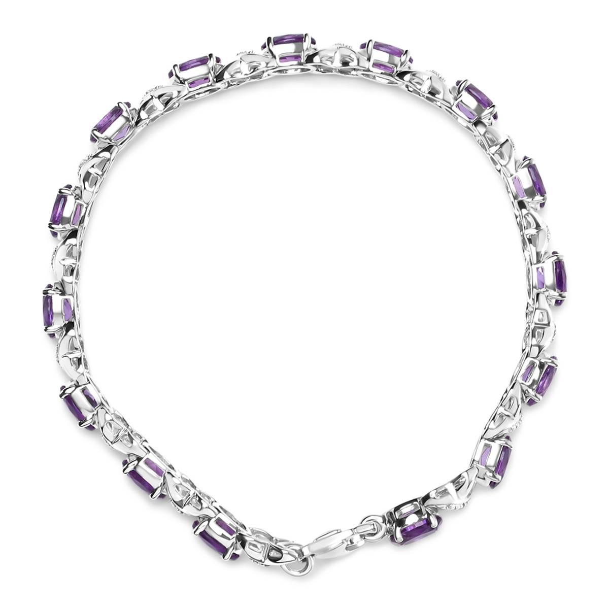 Haus of Brilliance Purple Amethyst & Diamond X-Link Bracelet