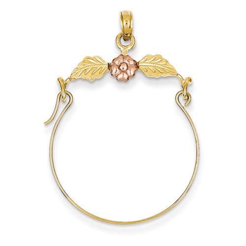 Gold Classics(tm) 14kt. Leaves & Flower Charm Holder