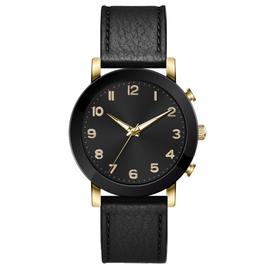 Mens Gold-Tone Case & Black Strap Analog Watch - 50649G-07-G02