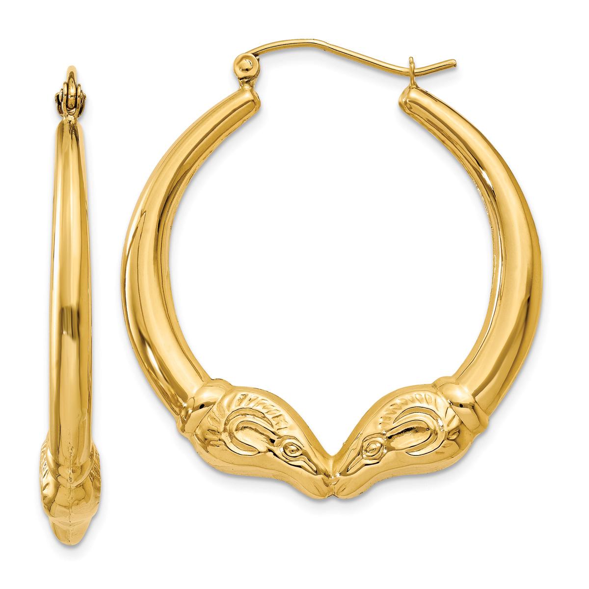 Gold Classics(tm) 35mm. 14kt. Gold Polished Ram Hoop Earrings