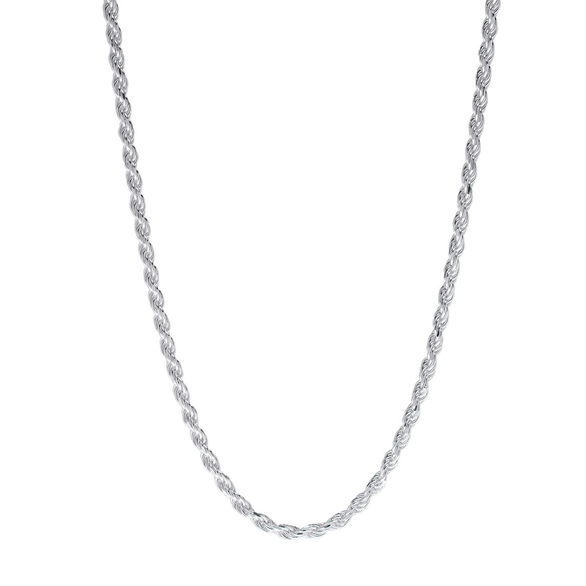 24in. Sterling Silver Rope Chain Necklace
