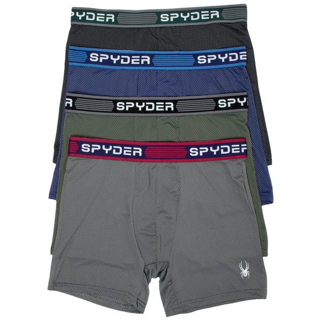 Mens Spyder 4pk. Nylon & Spandex Dotted Boxer Briefs