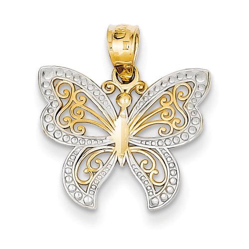 Gold Classics(tm) 14kt. Rhodium Plated Butterfly Pendant