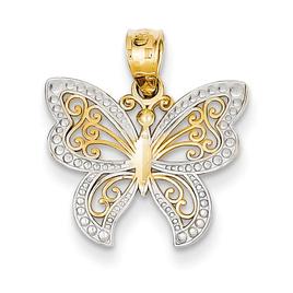 Gold Classics(tm) 14kt. Rhodium Plated Butterfly Pendant
