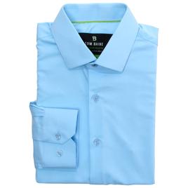 Mens Tom Baine Slim Fit Textured Stretch Dress Shirt - Light Blue