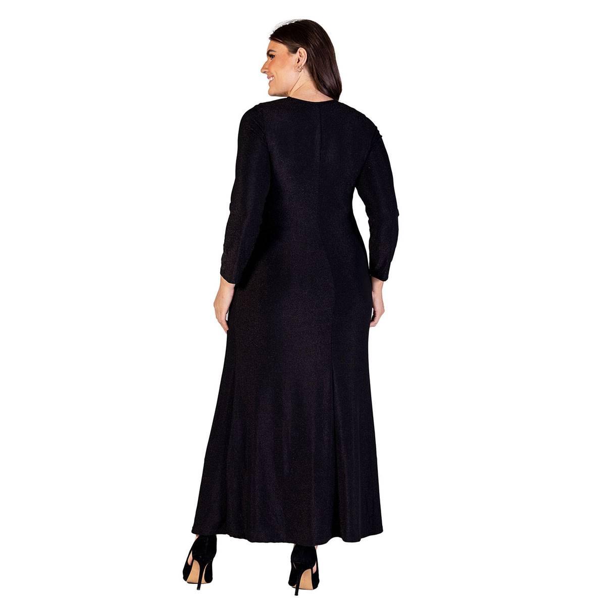Plus Size 24/7 Comfort Apparel Long Sleeve Shimmery Maxi Dress