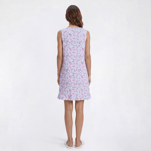 Womens René Rofé® Sleeveless Floral Crinkle Ruffle Hem Nightshirt
