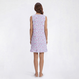 Womens René Rofé® Sleeveless Floral Crinkle Ruffle Hem Nightshirt