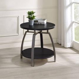 Coaster Round End Table - Dark Grey & Black Nickel