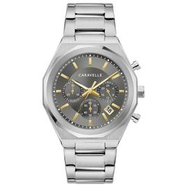Mens Caravelle Stainless Steel Grey Dial Chrono Watch - 43A158