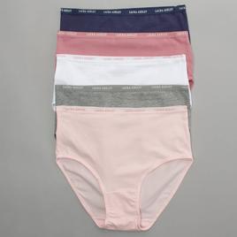 Womens Laura Ashley(R) 5pk. Brief Panties with Logo - LS9221-5PKRI