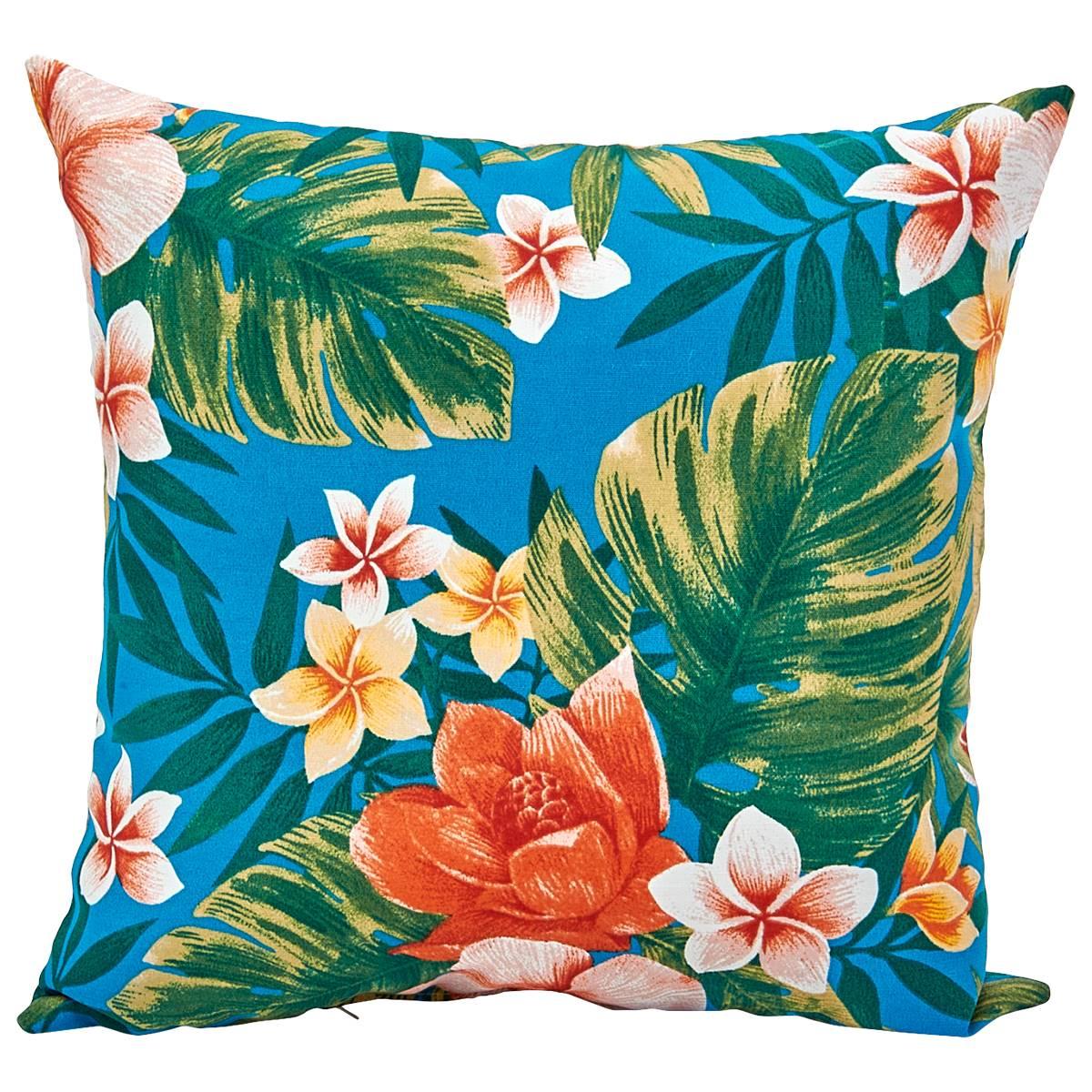 Jordan Manufacturing Floral Pillow - Turquoise/Orange Coral