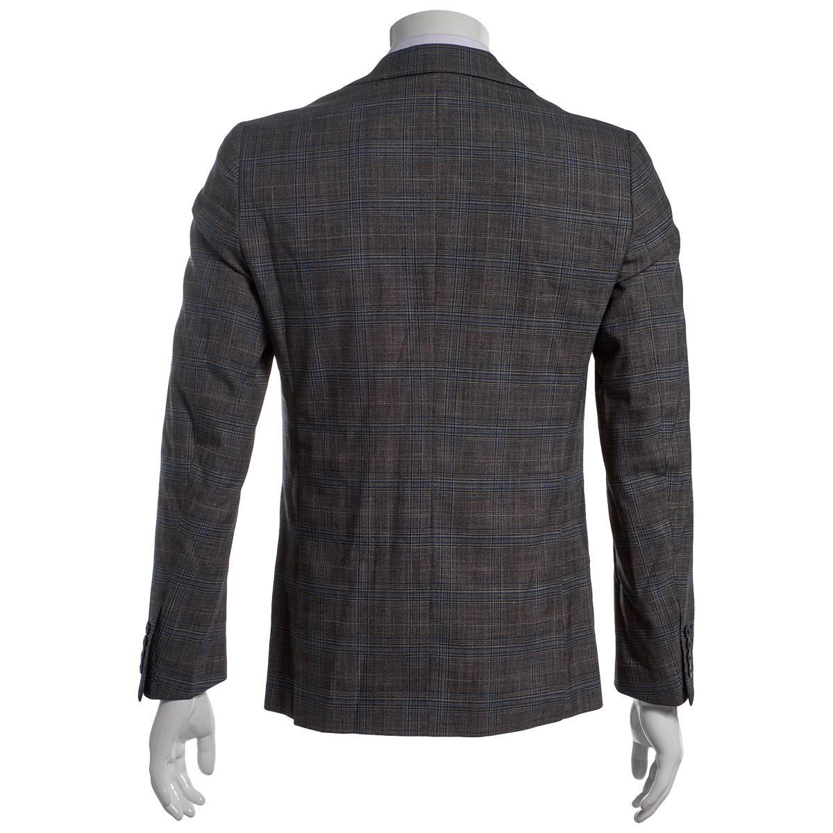 Mens Paisley & Gray Plaid Peak Jacket - Blue Black