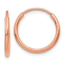 Gold Classics(tm) 13.5mm. 14kt. Rose Polished Hoop Earrings