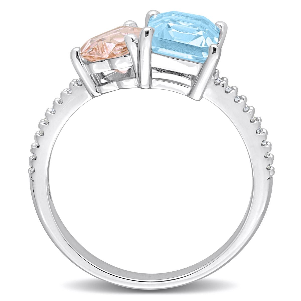 Gemstones Classics™ Sky Blue Topaz & Morganite Toi et Moi Ring