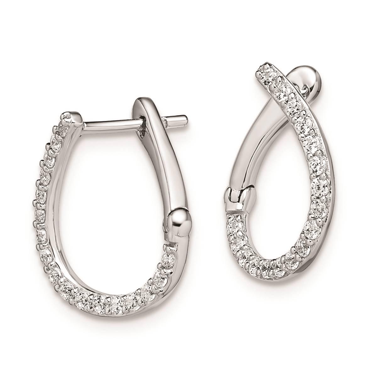 Pure Fire 14kt. White Gold Diamond Fancy Twist Hoop Earrings