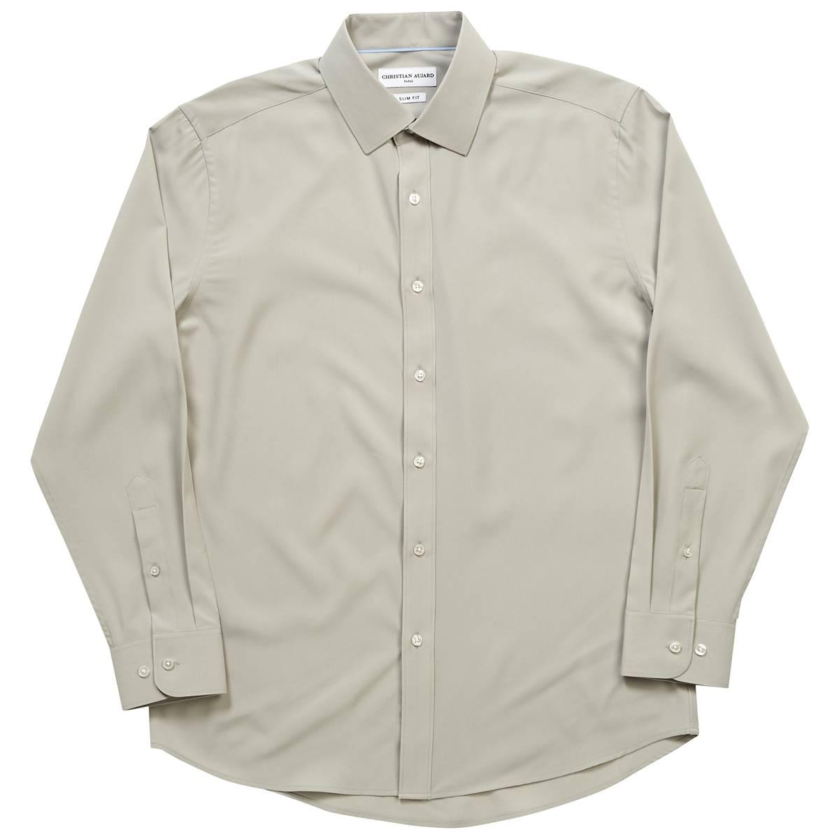 Mens Christian Aujard Slim Fit Solid Dress Shirt - Grey Dawn