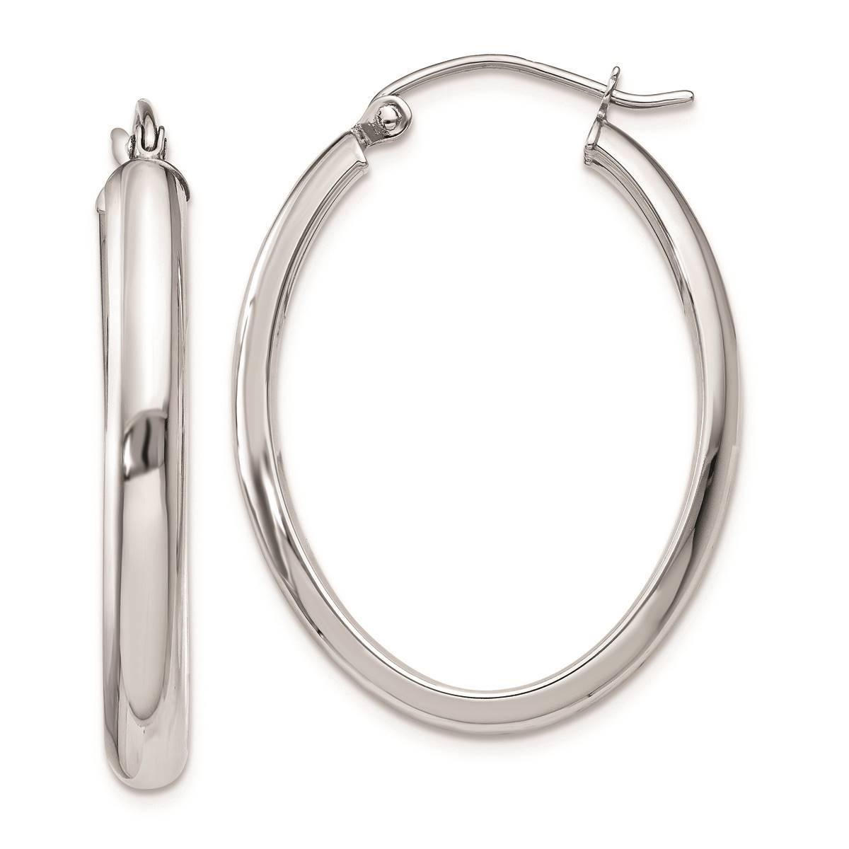 Gold Classics(tm) 14kt. White Gold 17x3.75mm Hoop Earrings